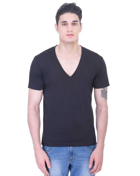 Solid Regular Fit V-neck T-shirt