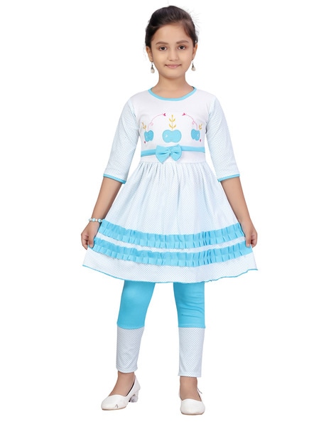 Buy Peppermint Girls Navy Blue SWEET HARMONY Solid Fit And Flare Dress With  Red Leggings - Dresses for Girls 7742653 | Myntra