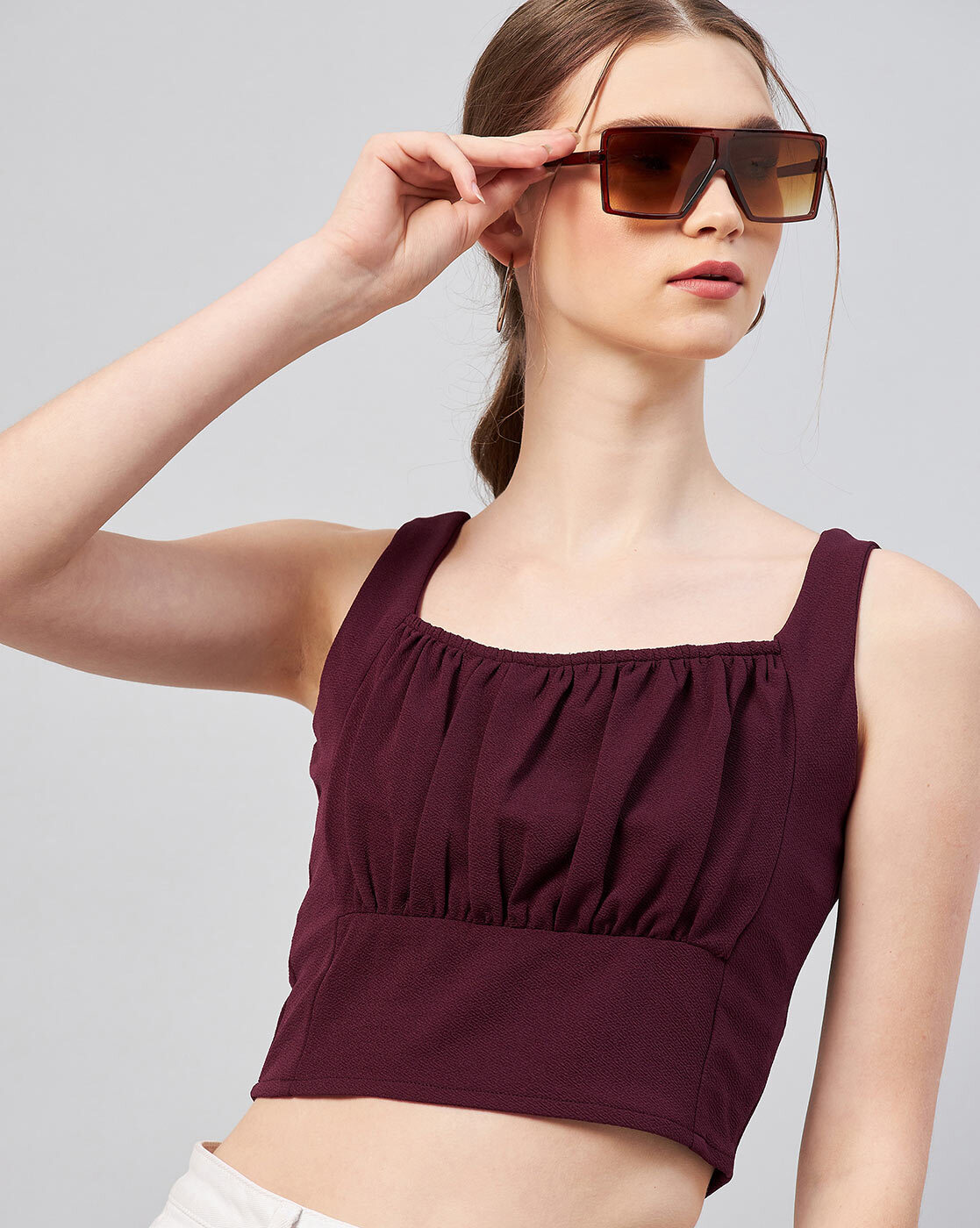 Buy Sinsay women sleeveless top maroon Online