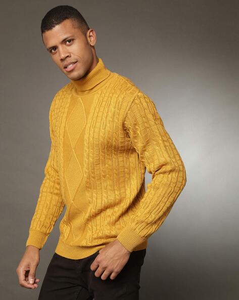 Mens yellow hotsell polo neck jumper