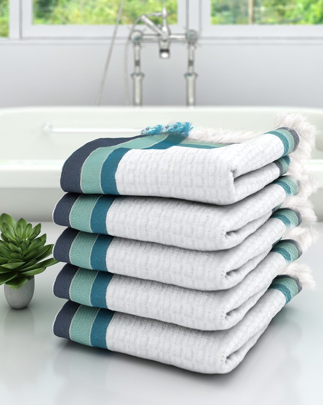 Teal and 2024 white bath towels