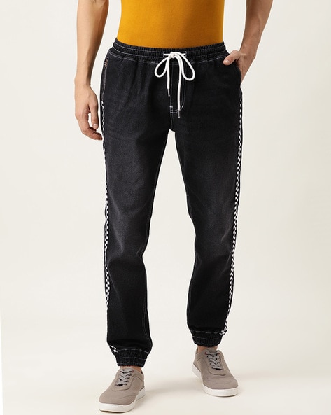 SF Jeans Men Ribbed Waist Denim Blue Joggers - Selling Fast at  Pantaloons.com