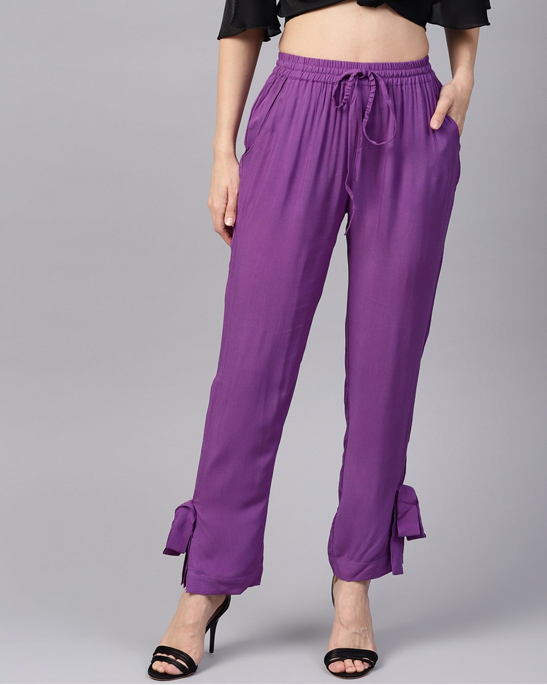 Zeefaa Trousers and Pants  Buy Zeefaa British Wine Purple Trousers Online   Nykaa Fashion