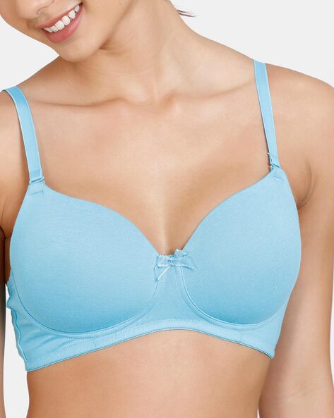 Blue Solid Non Wired Lightly Padded Push Up Bra 7613124341442 7644448.htm -  Buy Blue Solid Non Wired Lightly Padded Push Up Bra 7613124341442  7644448.htm online in India