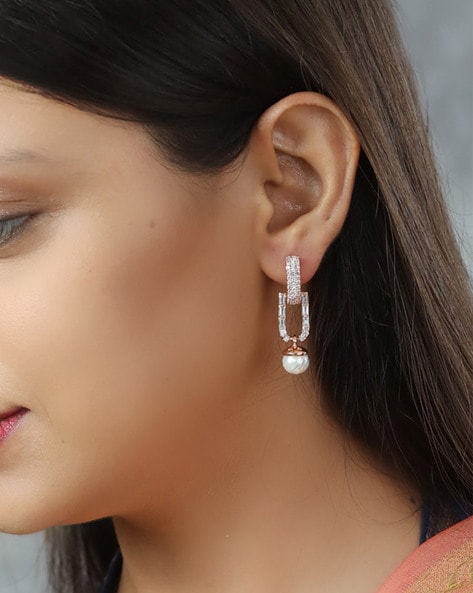 Diamond Drop Chain Hoops | Diamond Drop Earrings | Foro