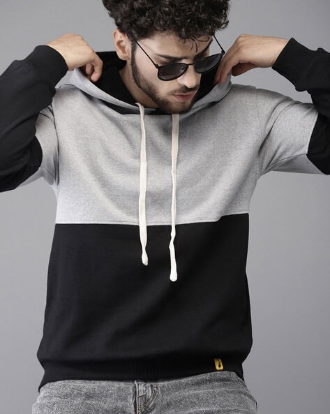 Buy Black & grey Sweatshirt & Hoodies for Men by Campus Sutra Online