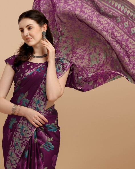 Purple Meenakari Jangla Benarasi Saree – Roliana