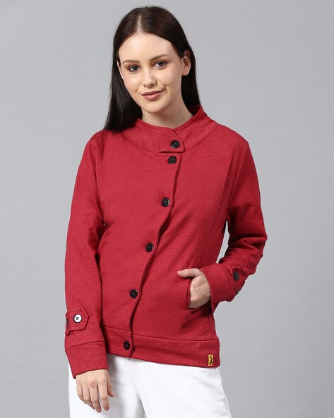 Buy online Spread Collar Solid Denim Jacket from jackets and blazers and  coats for Women by Showoff for ₹1449 at 67% off | 2024 Limeroad.com