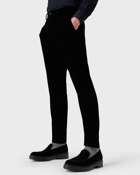 Buy GIORGIO ARMANI Main Line Blended Regular Fit Trousers | Black