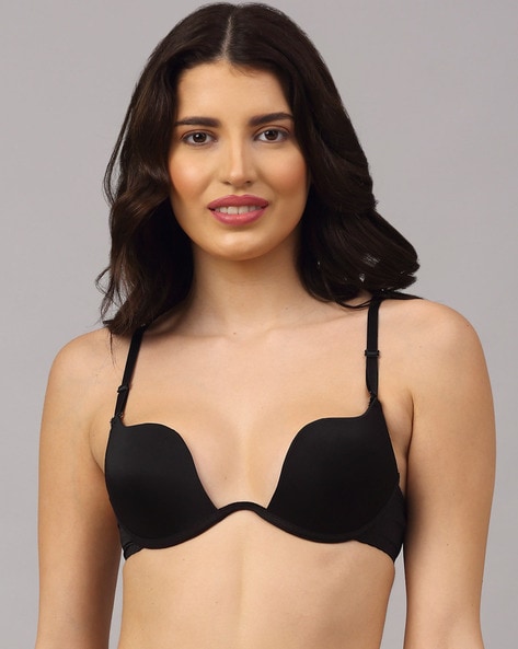 Buy online Strap Less Solid Push Up Bra from lingerie for Women by