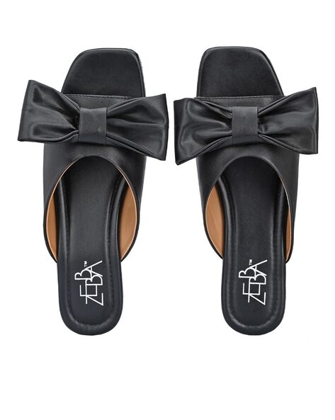 Zebba Flat Sandals with Bow Applique