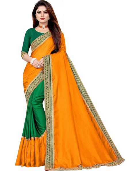 Buy Green & Pink Sarees for Women by SILK LAND Online | Ajio.com