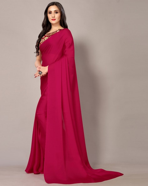 Ombre Satin Saree in Pink and Maroon : SECA68