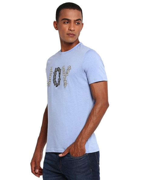 Lee Men's Printed Blue Crew Neck T-Shirt (Slim)