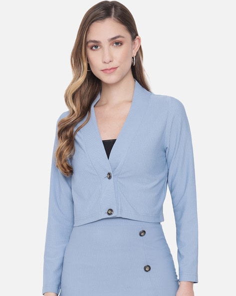 Light blue hot sale cropped blazer