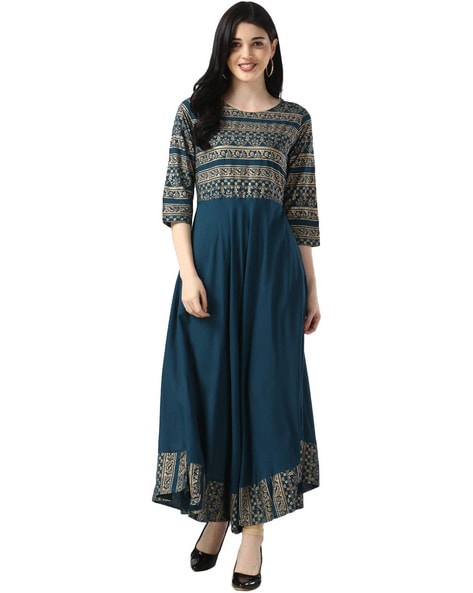 Buy Navy Blue Kurtas & Kurtis for Women by ASHLEE Online | Ajio.com