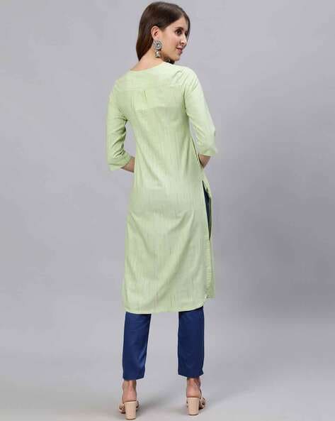 3/4th Sleeve Green Ladies Plain Cotton Long Top, Size: S-XXL at Rs  445/piece in Jaipur