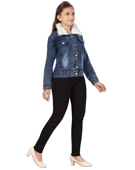 White Furr Denim Jacket For Girls in Ludhiana at best price by Jinvani  Fashion - Justdial