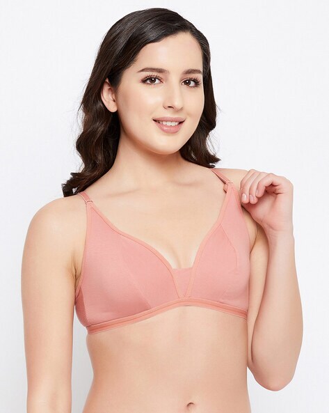 Buy Non Padded Demi Cup T-Shirt Bra With Lace In Pink Online India