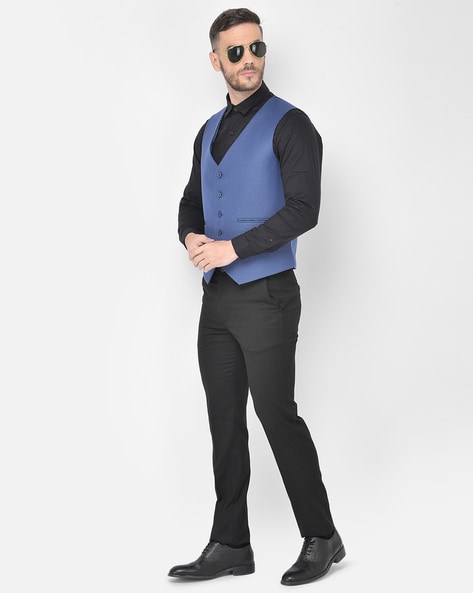 Black shirt outlet blue waistcoat