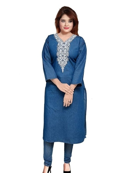 Buy Smart Choice Women's Cotton A Line Short Kurti/Kurta/Tunic Top on Jeans  - at Best Price Best Indian Collection Saree - Gia Designer