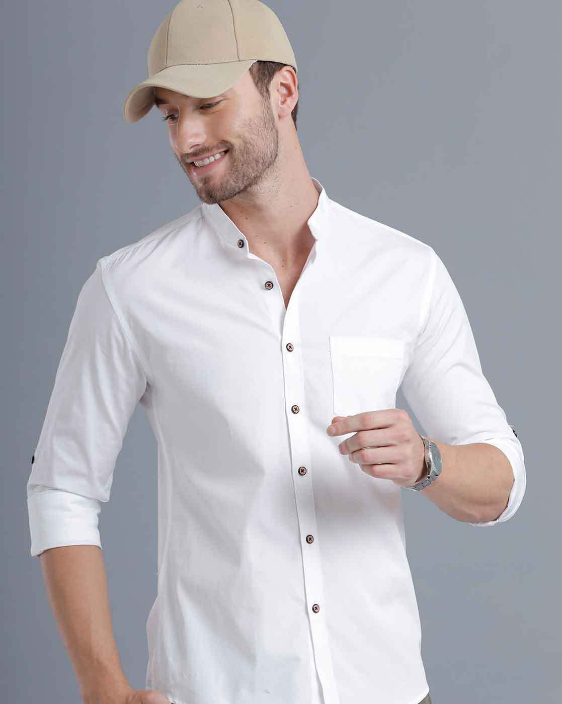 white shirt with cap