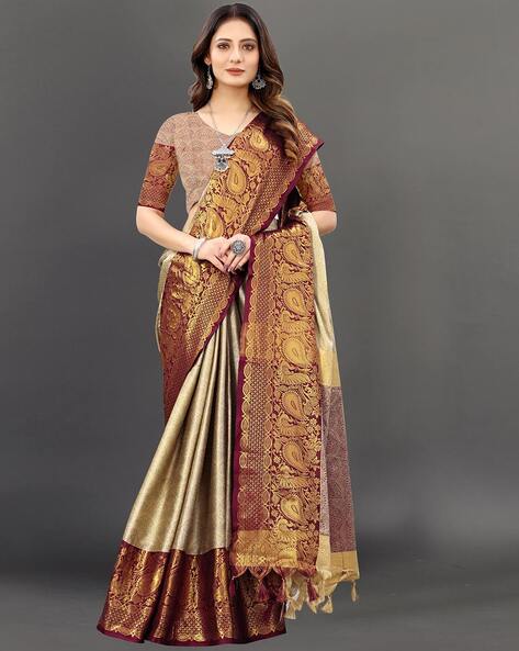 Buy Beige Sarees for Women by Noise Online