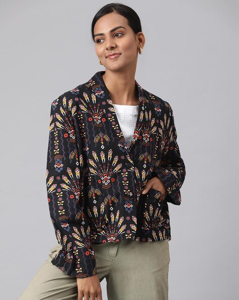 Women Blue Cotton Printed Sleeveless Jacket at Rs 500/piece | Vest Jackets  in Jaipur | ID: 2852527359973
