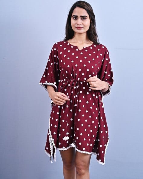 Buy Maroon White Nightshirts&Nighties for Women by Clothing