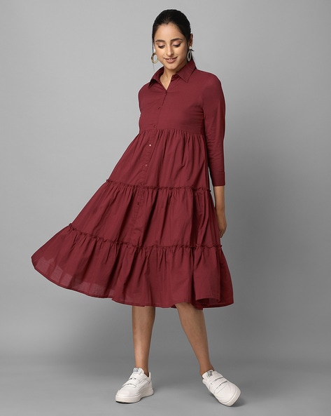 Burgundy sales dress online