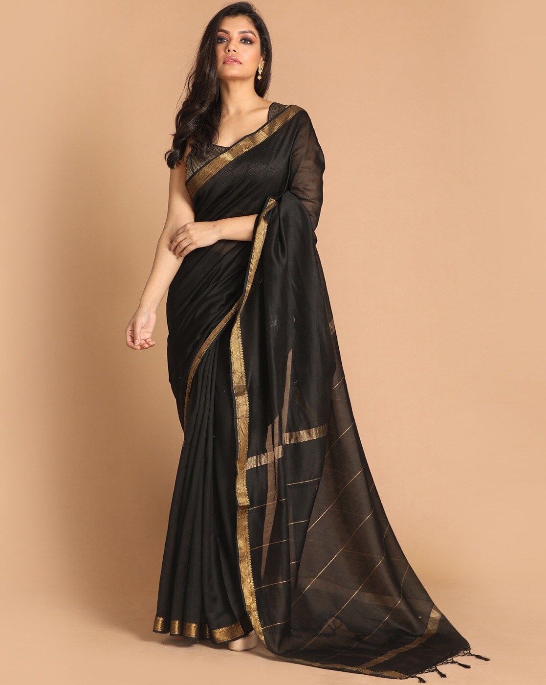 Buy Black Sarees for Women by Indethnic Online