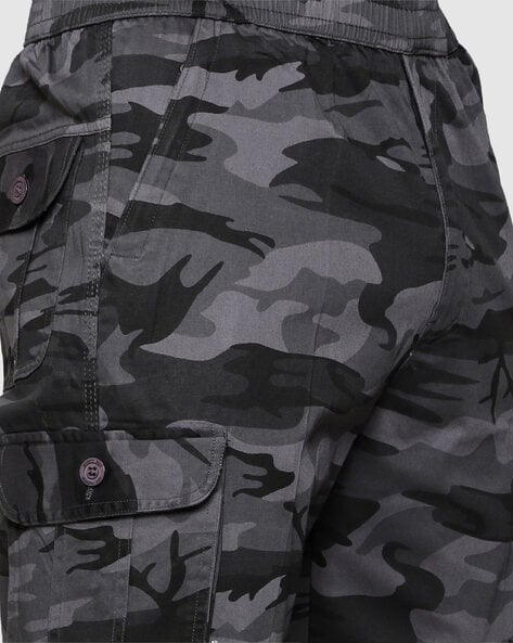 Grey camouflage cargo trousers