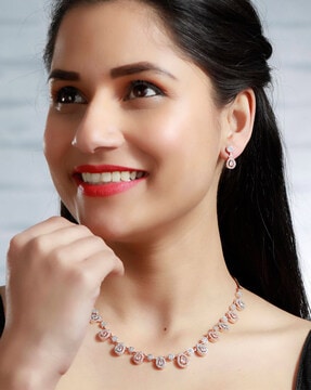 Diamond necklace online and earrings