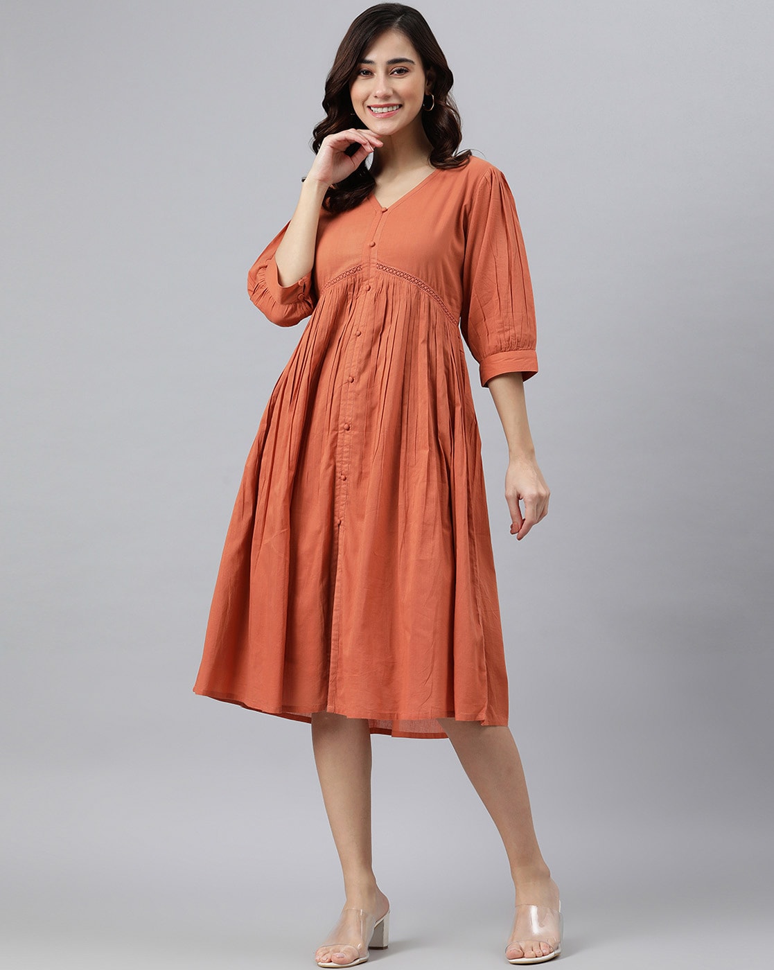 Buy Orange Dresses for Women by Outryt Online | Ajio.com