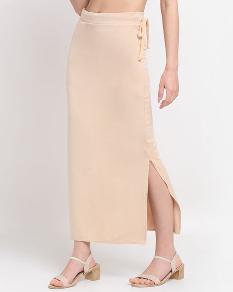 Inddus beige solid micro fiber slimming skirt shapewear