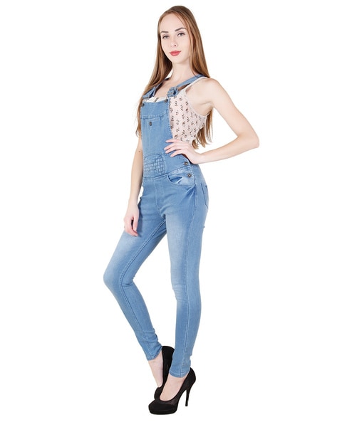 Buy StyleStone Women's Distressed Stretchable Slim Fit Denim Capri Style  Dungarees - Dungarees for Women 5393412 | Myntra