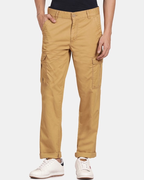 Buy tbase Mens Khaki Solid Cargo Pants for Men Online India