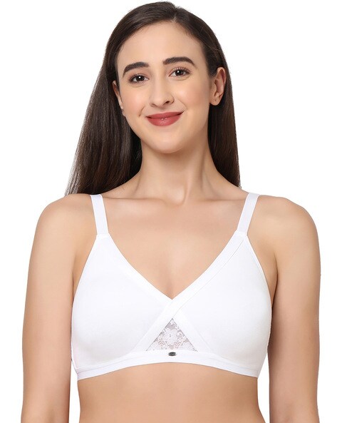 Buy SOIE Non Padded Non Wired Full Coverage Cotton Spandex Encircled  T-shirt Bra-Lilac Online