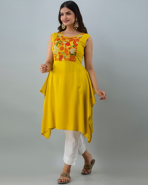 Light Yellow Color Chanderi Cotton Resham And Zari Work Festival Wear  Salwar Kameez -6044 | Heenastyle