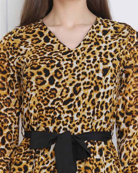 Tiger Printed Woven Midi Wrap Dress | Karen Millen