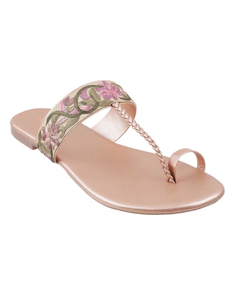 Buy Rose Gold Flat Sandals for Women by Mochi Online