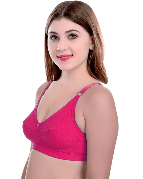 Buy LACY CREASES NON PADDED NON WIRED FUCHSIA BRA for Women Online in India
