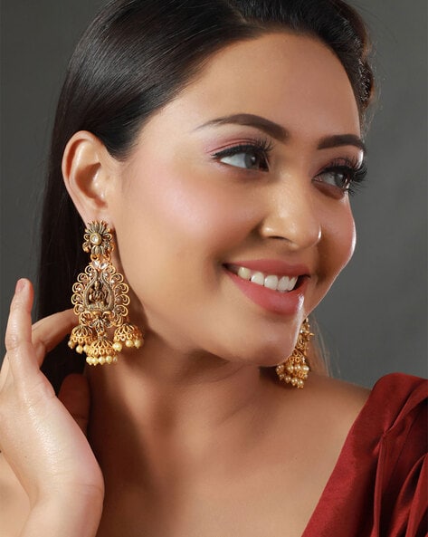 Flipkart.com - Buy Panachee Big Pearls Temple Earrings Chain Jewellery Gold  Coated Multilayer Pearl Beads Alloy Jhumki Earring Online at Best Prices in  India
