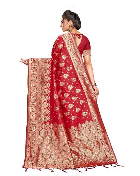 Shop this amazing Cherry Red Banarasi Saree online-KARAGIRI | FESTIVE SALE  – Karagiri Global