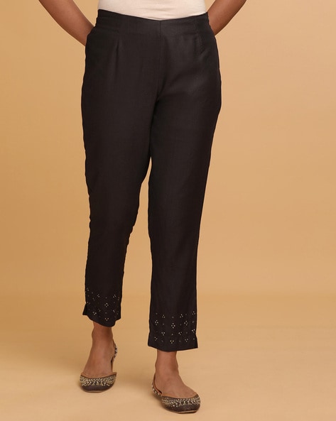 Black Linen Trousers by TOTEME on Sale