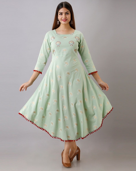 Silk South Indian Party Gown for Girls- Green at Rs 1562 | Kids Gown | ID:  2849361584512