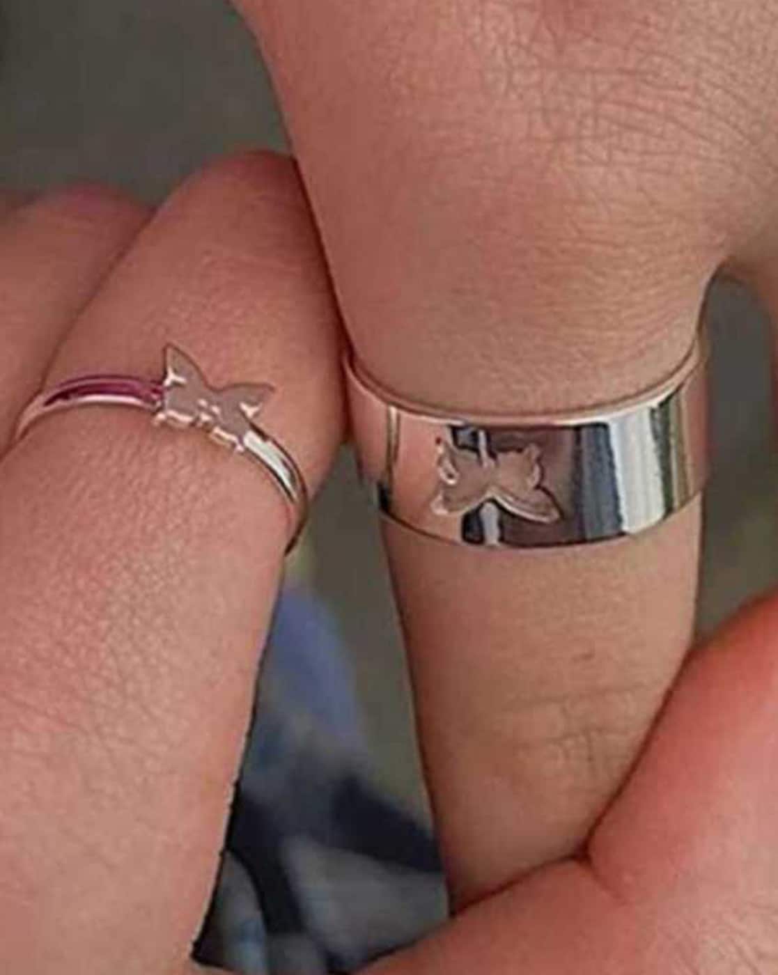 Sterling Silver Zircon Adorned Couple Rings – VOYLLA