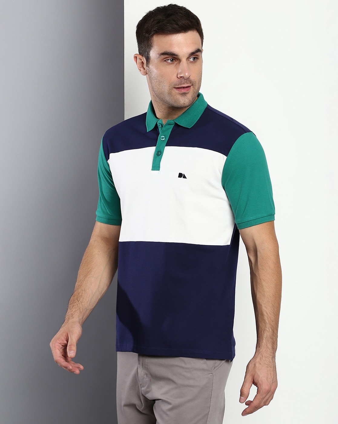 Source two tone half and half split color polo t shirt men Embroidered logo  on m.