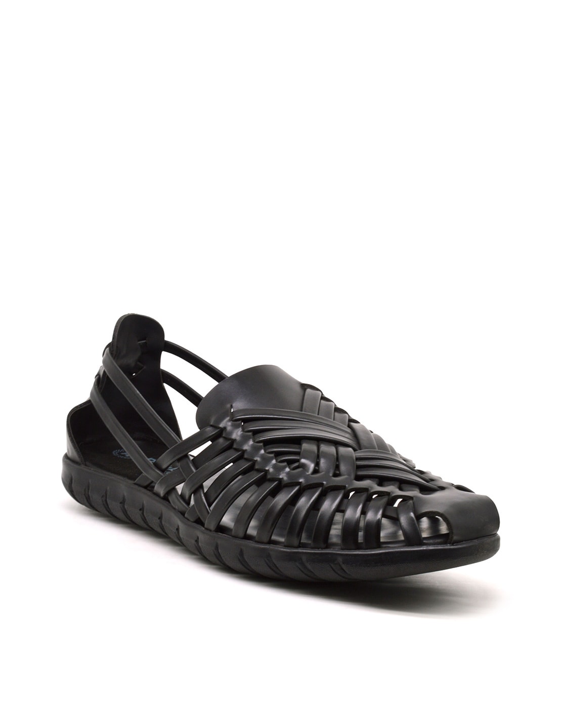 ASOS Woven Sandals in Black Leather | ASOS