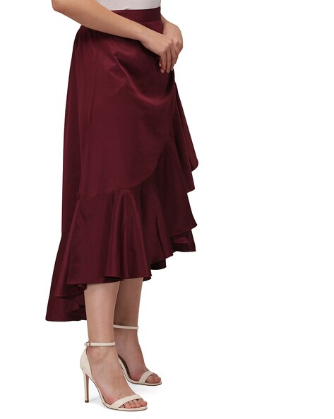 Burgundy shop ruffle skirt